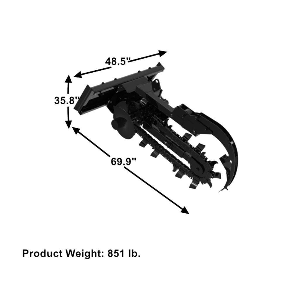 Skid Steer Trencher - Standard Flow - Up to 4ft Deep and 8 Wide